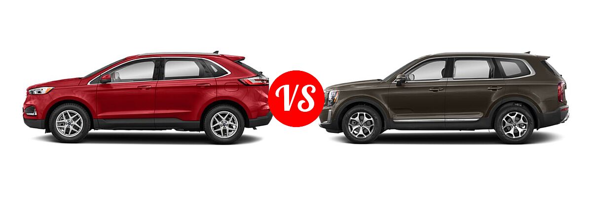 2022 Ford Edge SUV SEL / Titanium vs. 2022 Kia Telluride SUV LX - Side Comparison