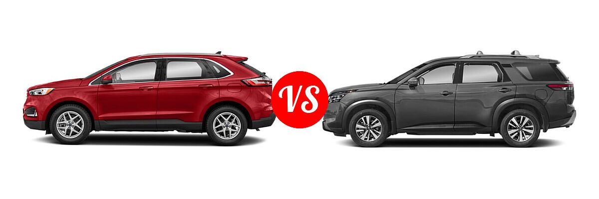 2022 Ford Edge SUV SEL / Titanium vs. 2022 Nissan Pathfinder SUV SL - Side Comparison