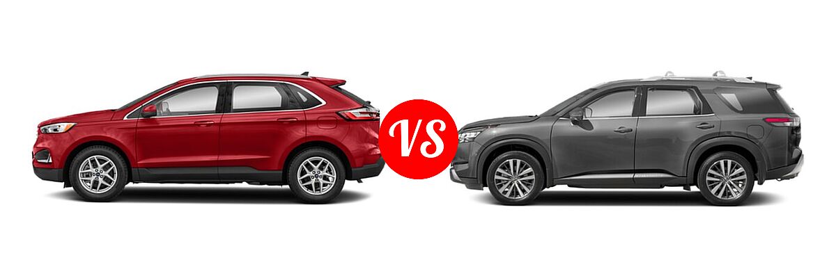 2022 Ford Edge SUV SEL / Titanium vs. 2022 Nissan Pathfinder SUV Platinum - Side Comparison
