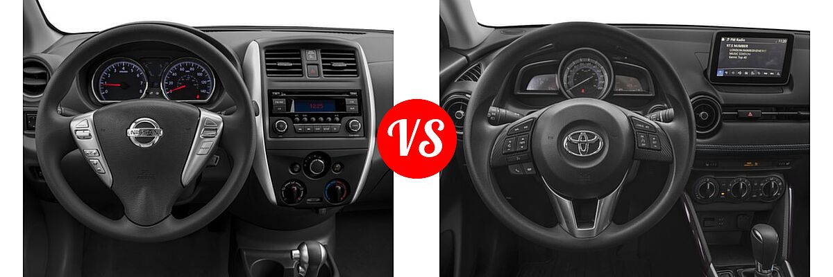 2017 Nissan Versa Sedan S / S Plus / SV vs. 2017 Toyota Yaris iA Sedan Auto (GS) / Manual (Natl) - Dashboard Comparison