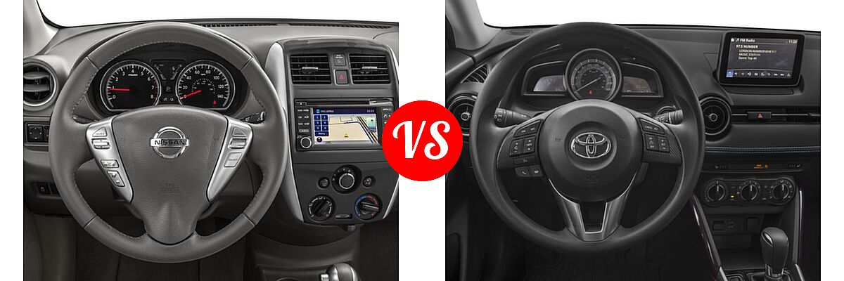2017 Nissan Versa Sedan SL vs. 2017 Toyota Yaris iA Sedan Auto (GS) / Manual (Natl) - Dashboard Comparison