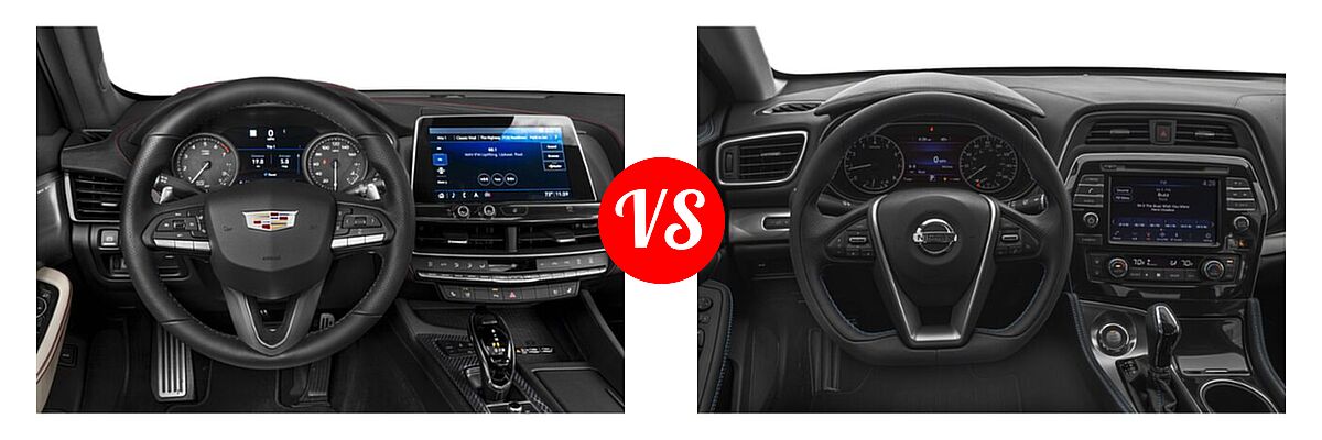 2022 Cadillac CT5 Sedan Luxury / Premium Luxury / Sport vs. 2022 Nissan Maxima Sedan SV - Dashboard Comparison