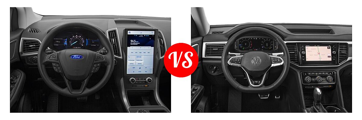 2022 Ford Edge SUV ST-Line vs. 2022 Volkswagen Atlas SUV 3.6L V6 SEL Premium R-Line / 3.6L V6 SEL R-Line Black - Dashboard Comparison