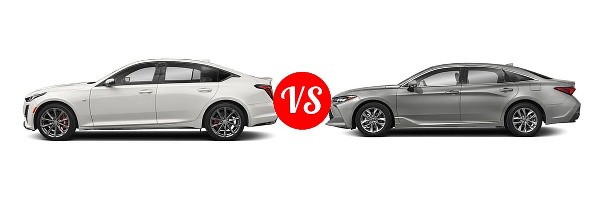 2022 Cadillac CT5 Sedan Luxury / Premium Luxury / Sport vs. 2022 Toyota Avalon Sedan XLE - Side Comparison
