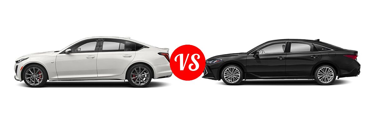 2022 Cadillac CT5 Sedan Luxury / Premium Luxury / Sport vs. 2022 Toyota Avalon Sedan Limited - Side Comparison
