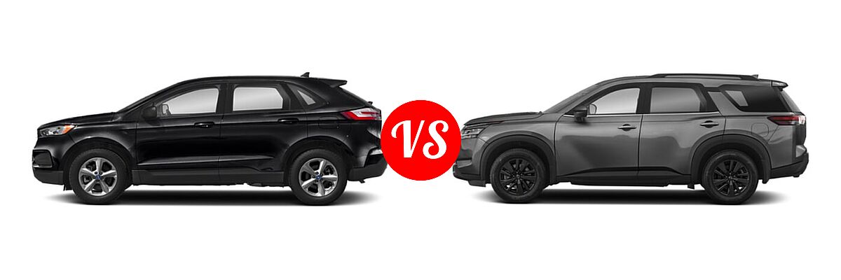 2022 Ford Edge SUV ST-Line vs. 2022 Nissan Pathfinder SUV SV - Side Comparison