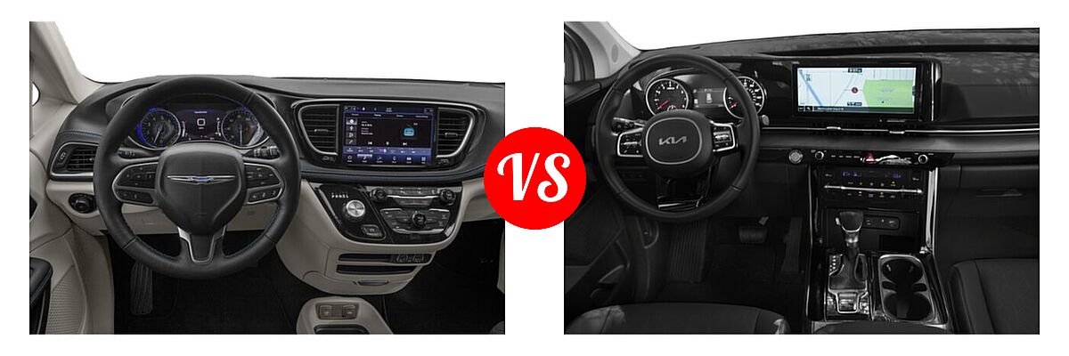 2022 Chrysler Pacifica Minivan Limited / Pinnacle / Touring / Touring L vs. 2022 Kia Cadenza Minivan SX - Dashboard Comparison