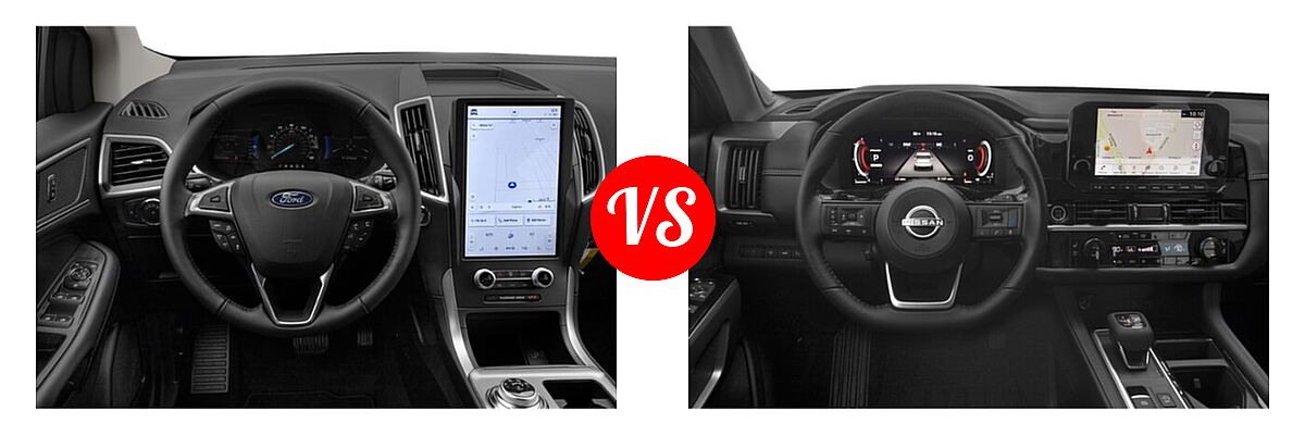 2022 Ford Edge SUV SEL / Titanium vs. 2022 Nissan Pathfinder SUV Platinum - Dashboard Comparison