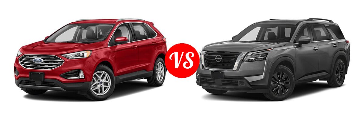 2022 Ford Edge SUV SEL / Titanium vs. 2022 Nissan Pathfinder SUV SV - Front Left Comparison