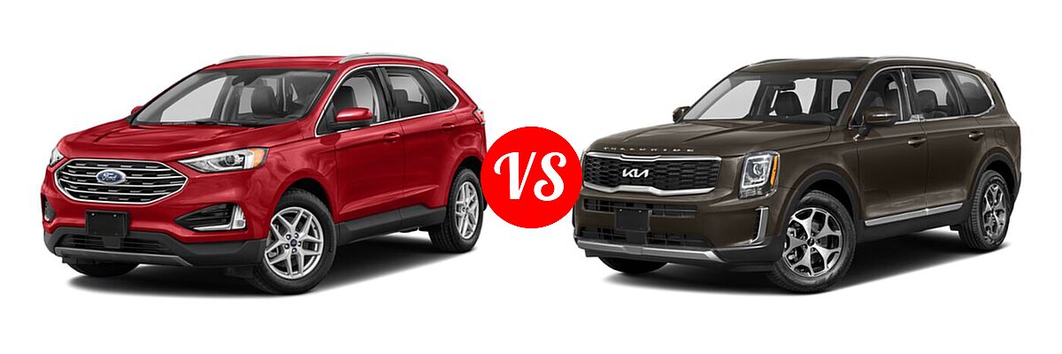 2022 Ford Edge SUV SEL / Titanium vs. 2022 Kia Telluride SUV LX - Front Left Comparison