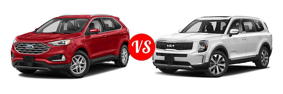 2022 Ford Edge SUV SEL / Titanium vs. 2022 Kia Telluride SUV S - Front Left Comparison