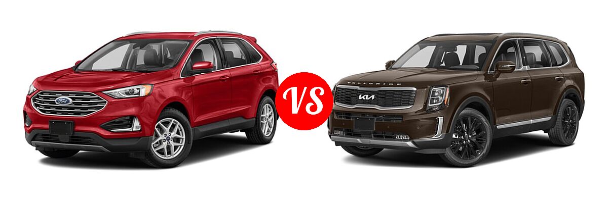 2022 Ford Edge SUV SEL / Titanium vs. 2022 Kia Telluride SUV SX - Front Left Comparison