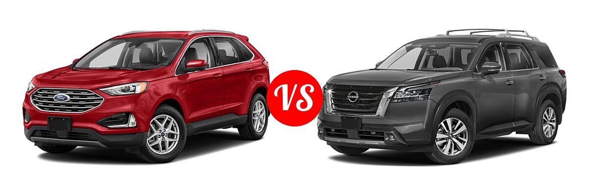 2022 Ford Edge SUV SEL / Titanium vs. 2022 Nissan Pathfinder SUV SL - Front Left Comparison