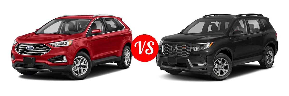 2022 Ford Edge SUV SEL / Titanium vs. 2022 Honda Passport SUV TrailSport - Front Left Comparison