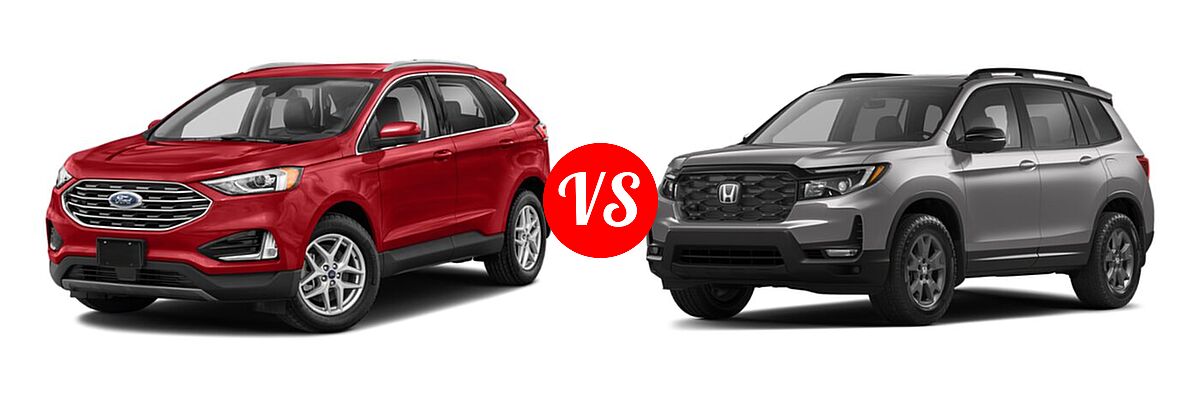 2022 Ford Edge SUV SEL / Titanium vs. 2022 Honda Passport SUV EX-L - Front Left Comparison