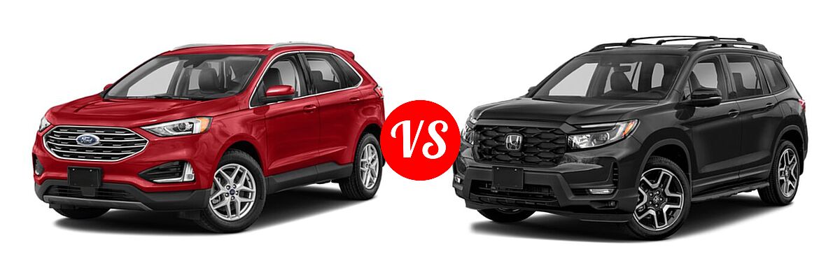 2022 Ford Edge SUV SEL / Titanium vs. 2022 Honda Passport SUV Elite - Front Left Comparison