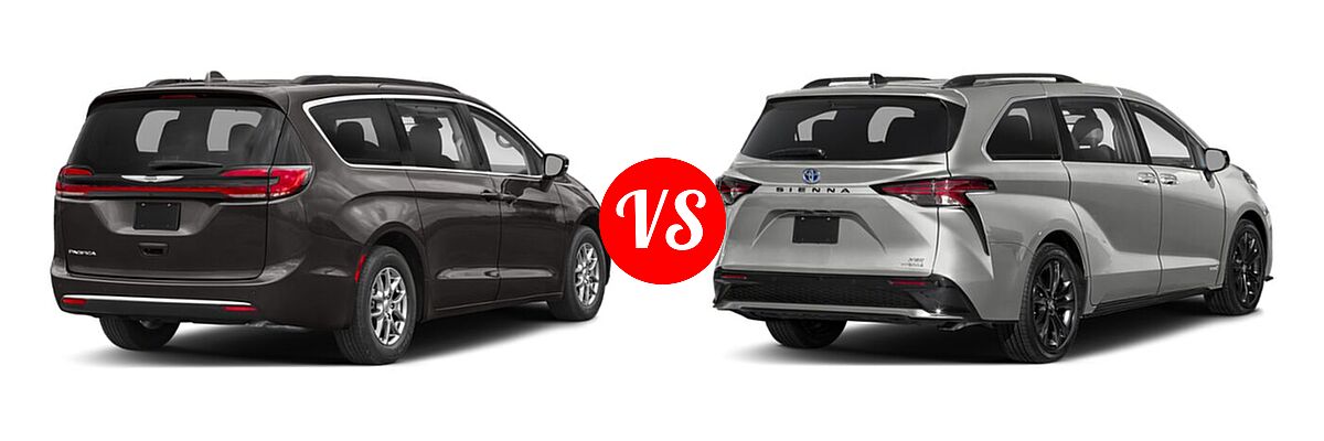 2022 Chrysler Pacifica Minivan Limited / Pinnacle / Touring / Touring L vs. 2022 Toyota Sienna Minivan Hybrid XSE - Rear Right Comparison