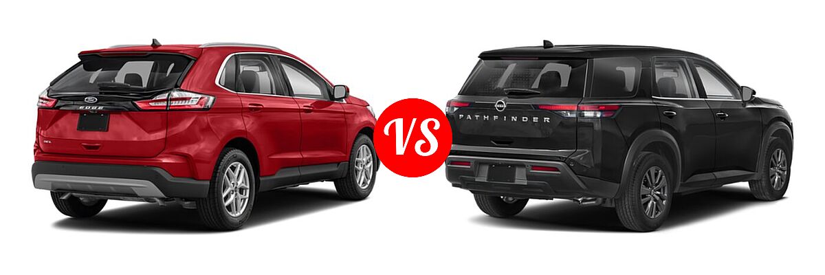 2022 Ford Edge SUV SEL / Titanium vs. 2022 Nissan Pathfinder SUV S - Rear Right Comparison