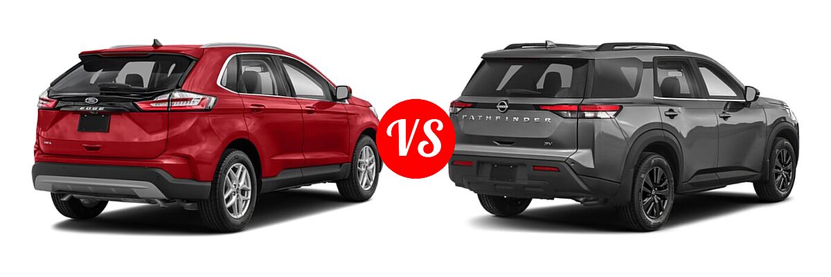 2022 Ford Edge SUV SEL / Titanium vs. 2022 Nissan Pathfinder SUV SV - Rear Right Comparison