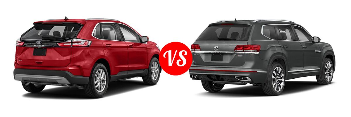 2022 Ford Edge SUV SEL / Titanium vs. 2022 Volkswagen Atlas SUV 3.6L V6 SEL Premium R-Line / 3.6L V6 SEL R-Line Black - Rear Right Comparison