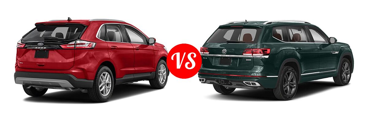 2022 Ford Edge SUV SEL / Titanium vs. 2022 Volkswagen Atlas SUV 3.6L V6 SEL R-Line - Rear Right Comparison