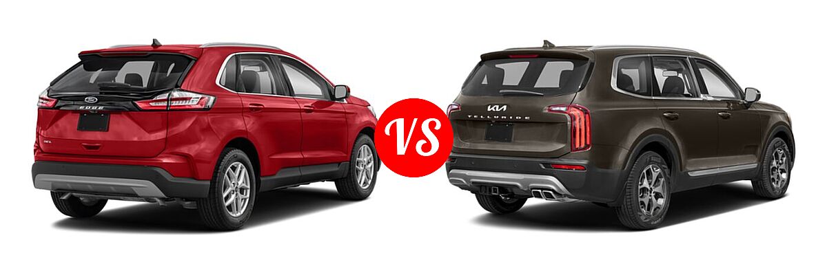 2022 Ford Edge SUV SEL / Titanium vs. 2022 Kia Telluride SUV LX - Rear Right Comparison