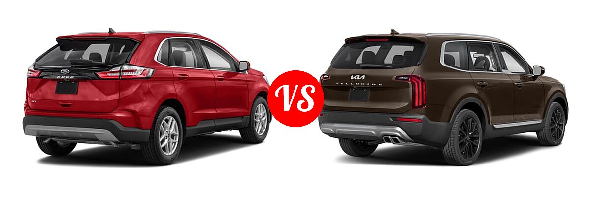 2022 Ford Edge SUV SEL / Titanium vs. 2022 Kia Telluride SUV SX - Rear Right Comparison