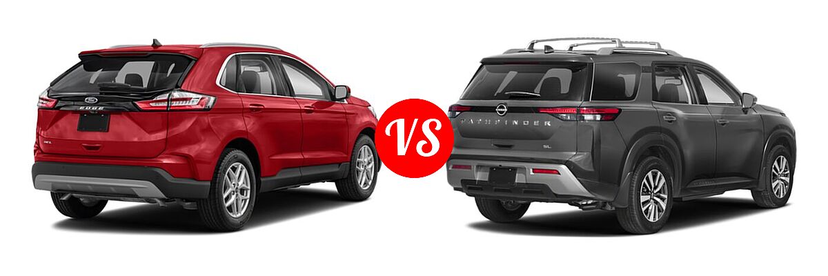 2022 Ford Edge SUV SEL / Titanium vs. 2022 Nissan Pathfinder SUV SL - Rear Right Comparison