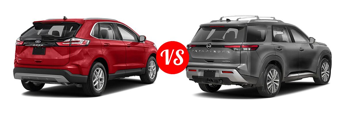 2022 Ford Edge SUV SEL / Titanium vs. 2022 Nissan Pathfinder SUV Platinum - Rear Right Comparison