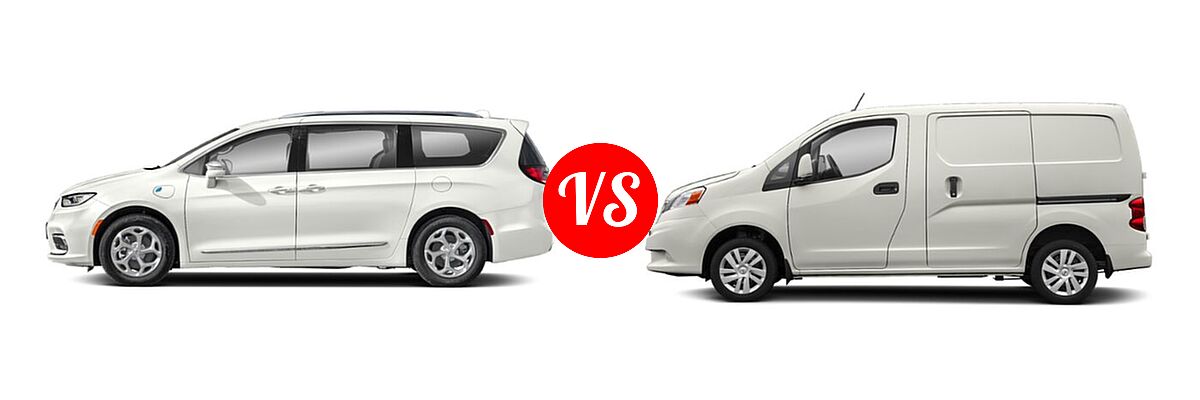 2022 Chrysler Pacifica Hybrid Minivan PHEV Hybrid Limited / Hybrid Pinnacle / Hybrid Touring L vs. 2019 Nissan NV200 Minivan S / SV - Side Comparison