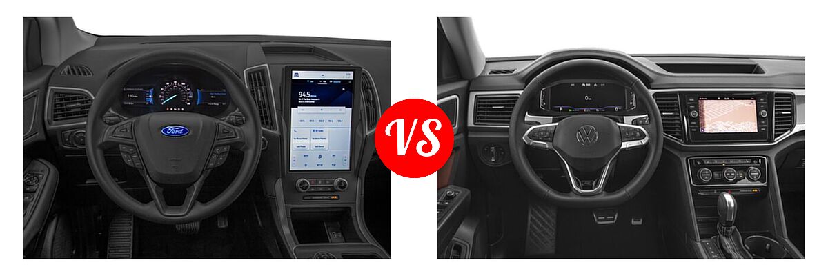 2022 Ford Edge SUV SE / ST vs. 2022 Volkswagen Atlas SUV 3.6L V6 SEL R-Line - Dashboard Comparison