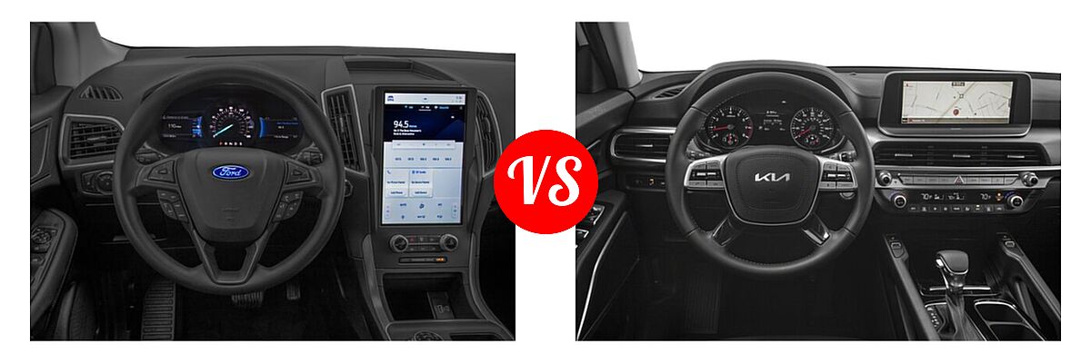 2022 Ford Edge SUV SE / ST vs. 2022 Kia Telluride SUV S - Dashboard Comparison