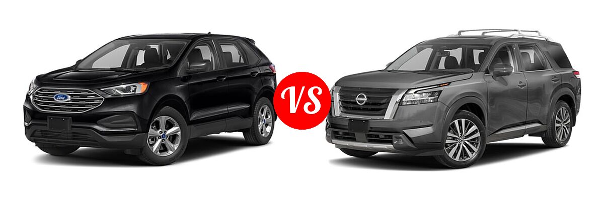 2022 Ford Edge SUV SE / ST vs. 2022 Nissan Pathfinder SUV Platinum - Front Left Comparison