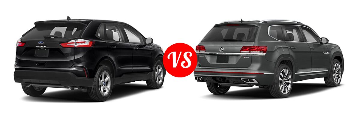2022 Ford Edge SUV SE / ST vs. 2022 Volkswagen Atlas SUV 3.6L V6 SEL Premium R-Line / 3.6L V6 SEL R-Line Black - Rear Right Comparison