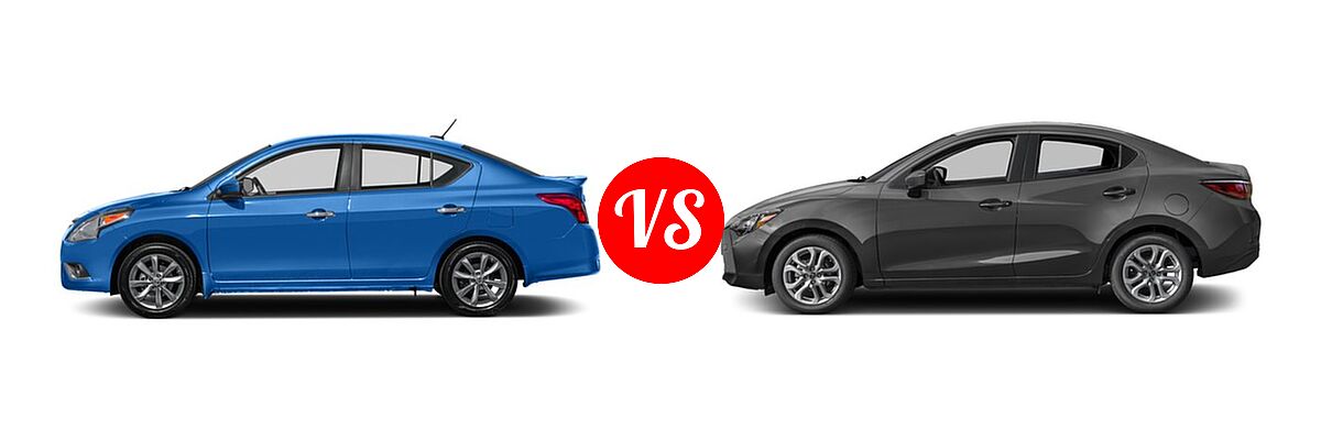 2017 Nissan Versa Sedan SL vs. 2017 Toyota Yaris iA Sedan Auto (GS) / Manual (Natl) - Side Comparison