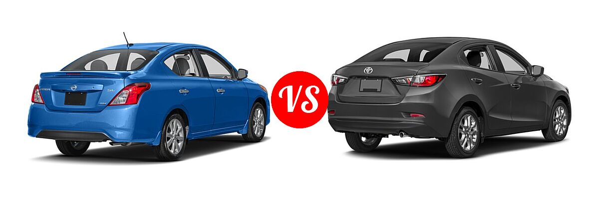 2017 Nissan Versa Sedan SL vs. 2017 Toyota Yaris iA Sedan Auto (GS) / Manual (Natl) - Rear Right Comparison