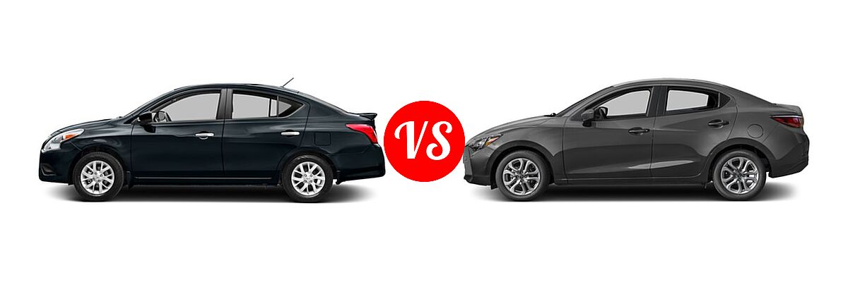 2017 Nissan Versa Sedan S / S Plus / SV vs. 2017 Toyota Yaris iA Sedan Auto (GS) / Manual (Natl) - Side Comparison