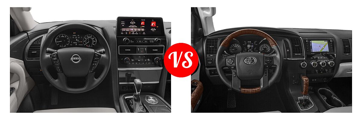 2022 Nissan Armada SUV Platinum / S / SV vs. 2022 Toyota Sequoia SUV Platinum - Dashboard Comparison
