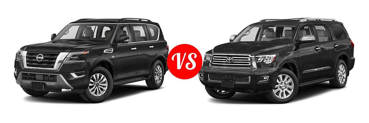 2022 Nissan Armada SUV Platinum / S / SV vs. 2022 Toyota Sequoia SUV Platinum - Front Left Comparison