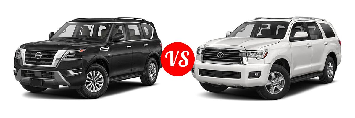 2022 Nissan Armada SUV Platinum / S / SV vs. 2022 Toyota Sequoia SUV SR5 - Front Left Comparison