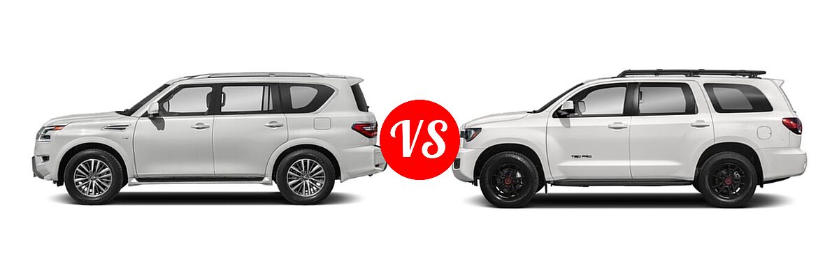 2022 Nissan Armada SUV SL vs. 2022 Toyota Sequoia SUV TRD Pro - Side Comparison