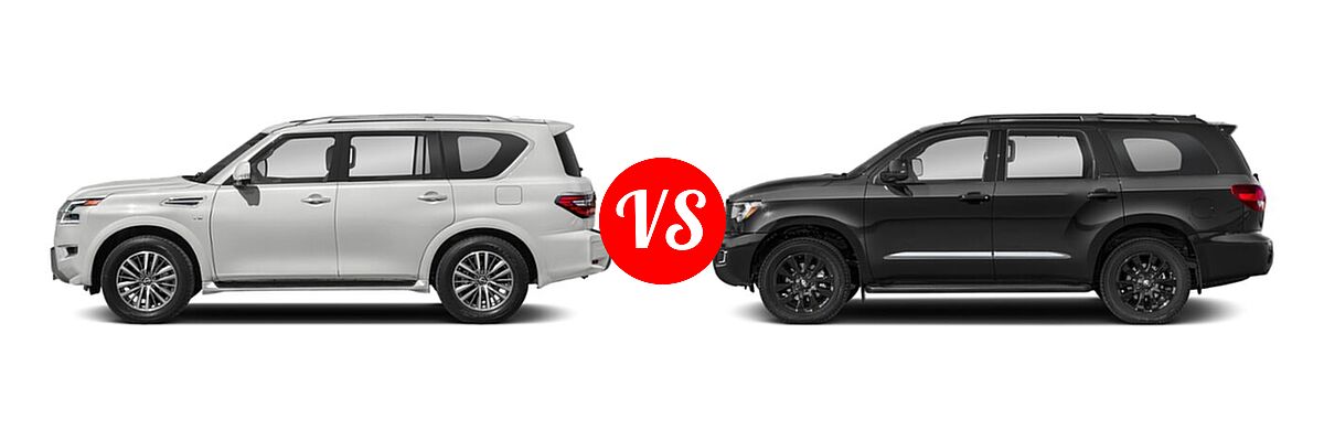 2022 Nissan Armada SUV SL vs. 2022 Toyota Sequoia SUV Nightshade - Side Comparison