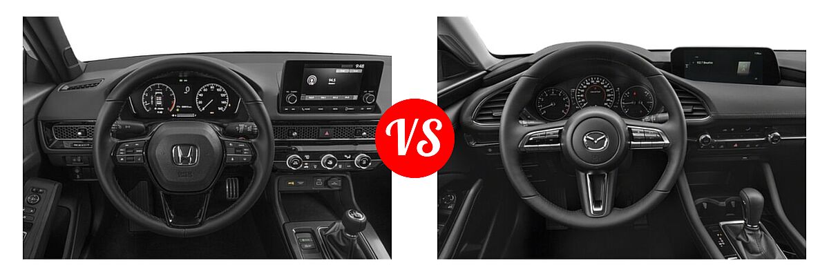 2022 Honda Civic Hatchback LX vs. 2022 Mazda 3 Hatchback 2.5 S - Dashboard Comparison