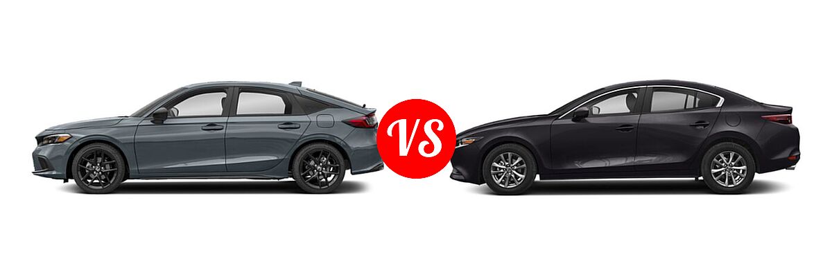 2022 Honda Civic Hatchback LX vs. 2022 Mazda 3 Hatchback 2.5 S - Side Comparison
