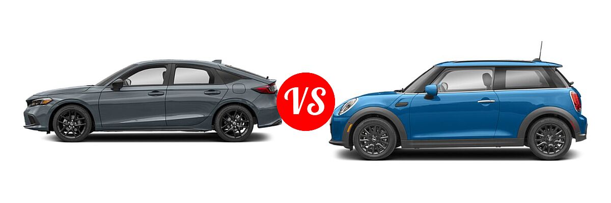 2022 Honda Civic Hatchback LX vs. 2022 MINI Hardtop 2 Door Hatchback Cooper / Cooper S / Oxford Edition - Side Comparison