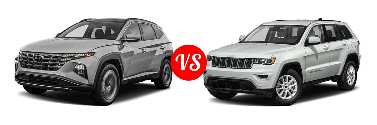 2022 Hyundai Tucson SUV PHEV Limited / SEL vs. 2022 Jeep Grand Cherokee WK SUV Limited - Front Left Comparison