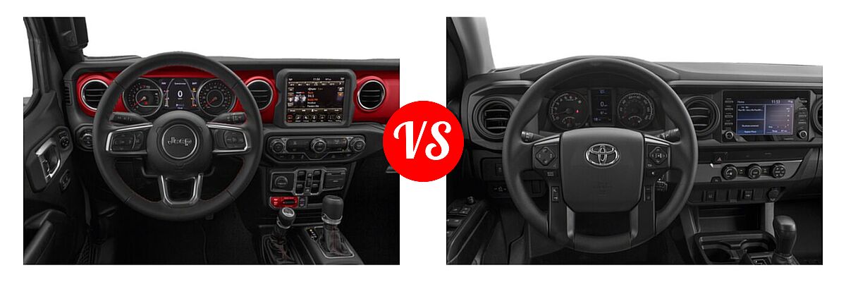2022 Jeep Gladiator Pickup Rubicon vs. 2022 Toyota Tacoma Pickup Limited / SR - Dashboard Comparison