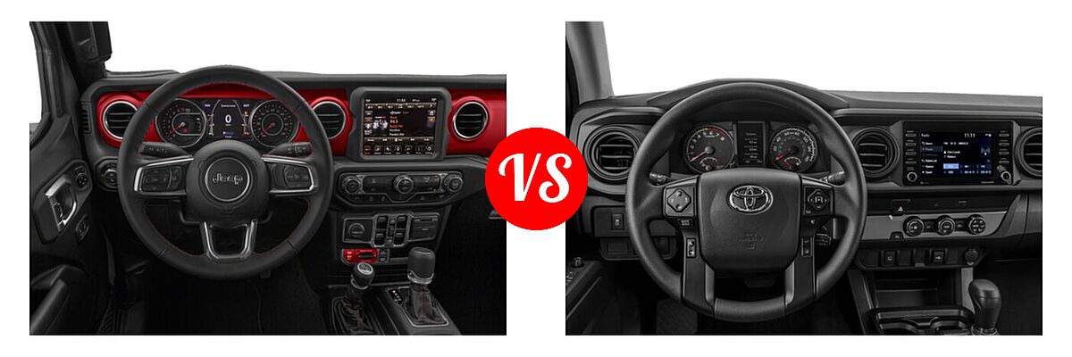 2022 Jeep Gladiator Pickup Rubicon vs. 2022 Toyota Tacoma Pickup SR - Dashboard Comparison