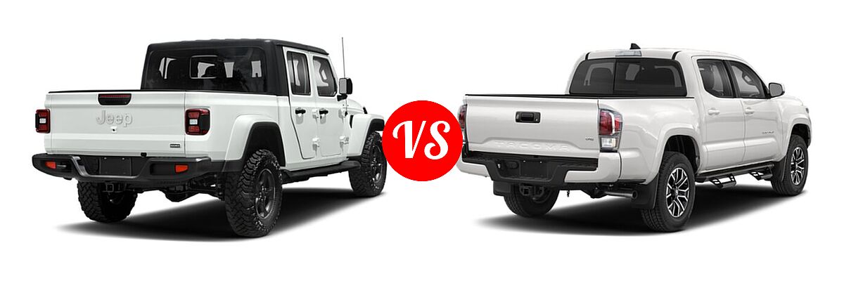 2022 Jeep Gladiator Pickup High Altitude / Overland vs. 2022 Toyota Tacoma Pickup TRD Sport - Rear Right Comparison