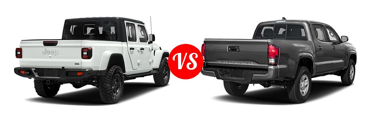 2022 Jeep Gladiator Pickup High Altitude / Overland vs. 2022 Toyota Tacoma Pickup Limited / SR - Rear Right Comparison
